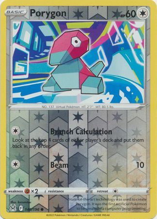 Porygon - 140/196 - Common Reverse Holo
Sword &amp; Shield: Lost Origin Reverse Holo Singles