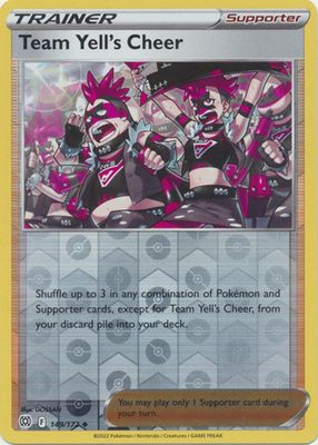 Team Yell&#39;s Cheer - 149/172 - Uncommon Reverse Holo
Sword &amp; Shield: Brilliant Stars Reverse Holo Singles