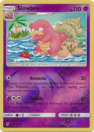 Slowbro - 49/145 - Uncommon Reverse Holo
Sun &amp; Moon: Guardians Rising Reverse Holo Singles