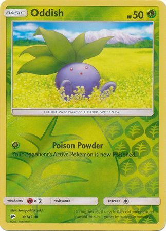 Oddish - 4/147 - Common Reverse Holo Sun &amp; Moon: Burning Shadows Reverse Holo Singles