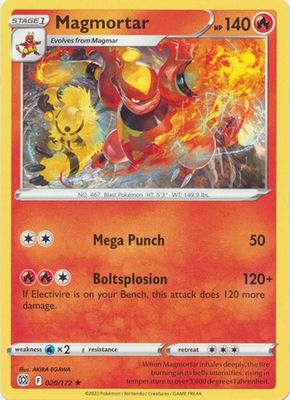 Magmortar - 020/172 - Rare
Sword &amp; Shield: Brilliant Stars Singles