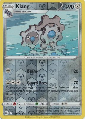 Klang - 103/172 - Uncommon Reverse Holo Sword &amp; Shield: Brilliant Stars Reverse Holo Singles