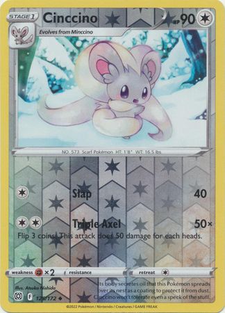 Cinccino - 125/172 - Uncommon Reverse Holo
Sword &amp; Shield: Brilliant Stars Reverse Holo Singles