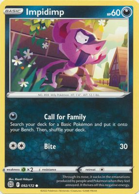 Impidimp - 092/172 - Common
Sword &amp; Shield: Brilliant Stars Singles