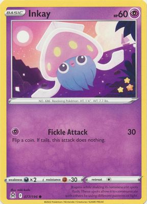 Inkay - 077/196 - Common
Sword &amp; Shield: Lost Origin Singles