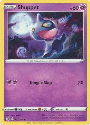 Shuppet - 072/196 - Common Sword &amp; Shield: Lost Origin Singles