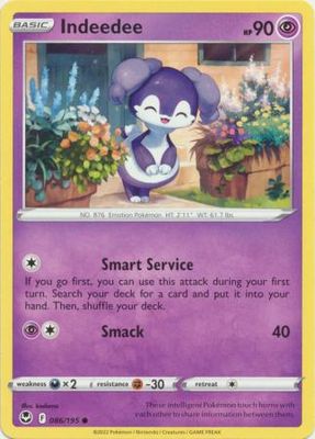 Indeedee - 086/195 - Common
Sword &amp; Shield: Silver Tempest Singles