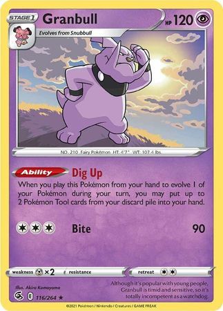 Granbull - 116/264 - Rare
Sword &amp; Shield: Fusion Strike Singles