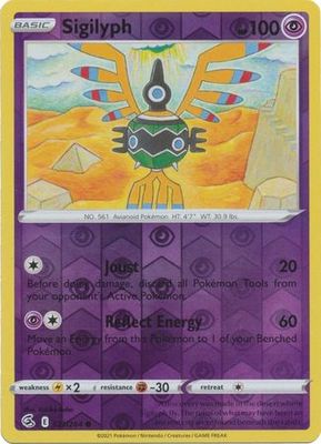 Sigilyph - 123/264 - Common Reverse Holo
Sword &amp; Shield: Fusion Strike Reverse Holo Singles