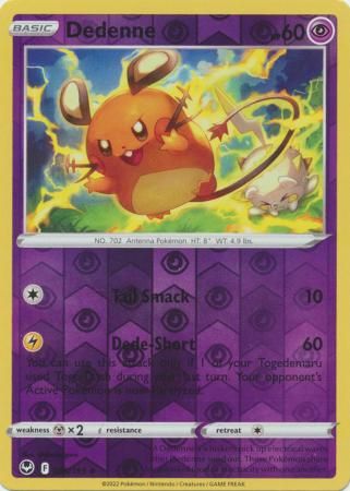 Dedenne - 085/195 - Uncommon Reverse Holo
Sword &amp; Shield: Silver Tempest Reverse Holo Singles