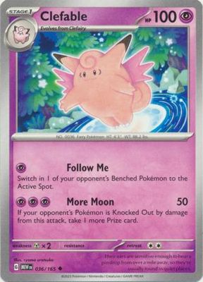 Clefable - 036/165 - Uncommon
Scarlet &amp; Violet 151 Singles