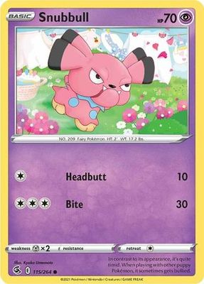 Snubbull - 115/264 - Common
Sword &amp; Shield: Fusion Strike Singles