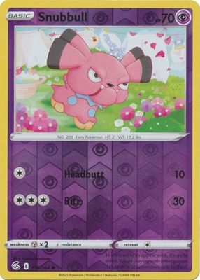 Snubbull - 115/264 - Common Reverse Holo
Sword &amp; Shield: Fusion Strike Reverse Holo Singles