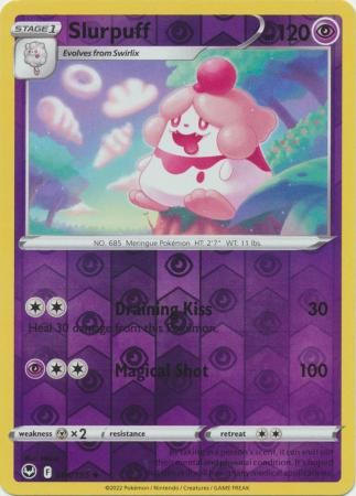 Slurpuff - 084/195 - Uncommon Reverse Holo
Sword &amp; Shield: Silver Tempest Reverse Holo Singles