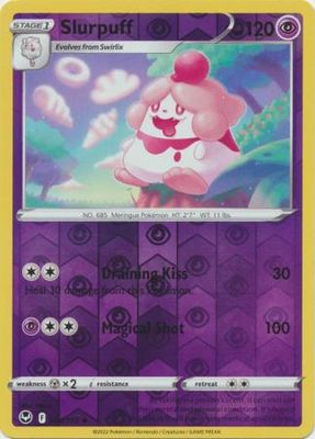 Slurpuff - 084/195 - Uncommon Reverse Holo
Sword &amp; Shield: Silver Tempest Reverse Holo Singles