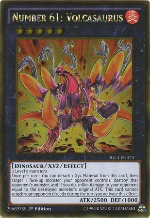 Number 61: Volcasaurus - PGL3-EN073 - Gold Rare 1st Edition Premium Gold: Infinite Gold Singles