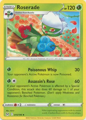 Roserade - 015/196 - Uncommon
Sword &amp; Shield: Lost Origin Singles