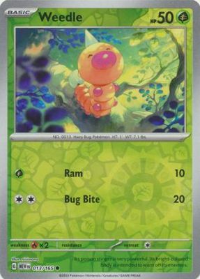 Weedle - 013/165 - Common Reverse Holo Scarlet &amp; Violet 151 Reverse Holo Singles