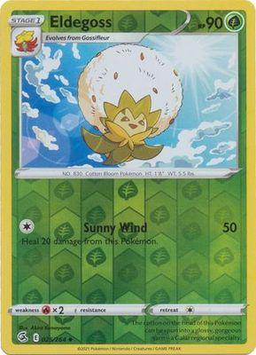 Eldegoss - 025/264 - Uncommon Reverse Holo
Sword &amp; Shield: Fusion Strike Reverse Holo Singles