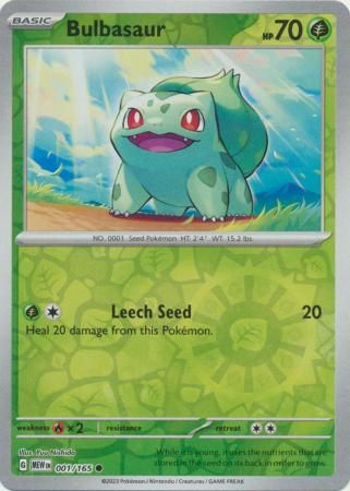 Bulbasaur - 001/165 - Common Reverse Holo Scarlet &amp; Violet 151 Reverse Holo Singles