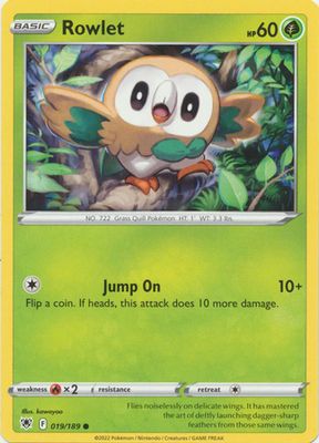 Rowlet - 019/189 - Common Sword &amp; Shield: Astral Radiance Singles