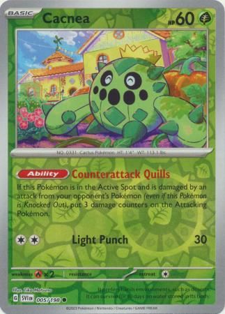 Cacnea - 005/198 - Common Reverse Holo
Scarlet &amp; Violet (Base Set) Reverse Holo Singles (Español)