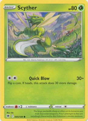 Scyther - 005/189 - Common Sword &amp; Shield: Astral Radiance Singles