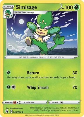 Simisage - 008/264 - Uncommon Sword &amp; Shield: Fusion Strike Singles