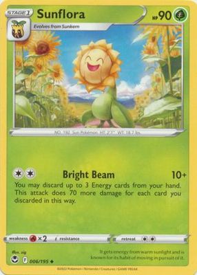 Sunflora - 006/195 - Uncommon
Sword &amp; Shield: Silver Tempest Singles