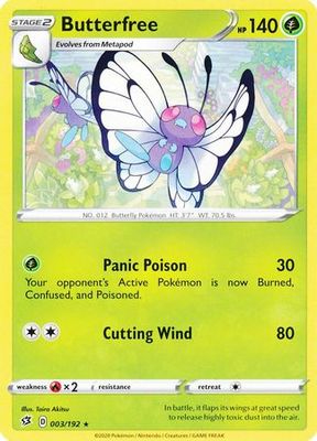 Butterfree - 003/192 - Rare
Sword &amp; Shield: Rebel Clash Singles *Espanol*