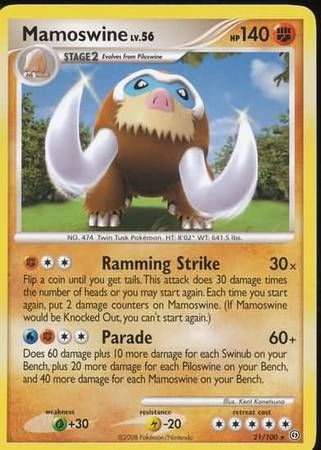 Mamoswine - 21/100 - Rare
Diamond &amp; Pearl: Stormfront Singles
