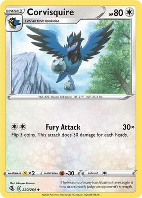 Corvisquire - 220/264 - Uncommon
Sword &amp; Shield: Fusion Strike Singles