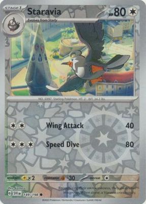 Staravia - 149/198 - Common Reverse Holo
Scarlet &amp; Violet (Base Set) Reverse Holo Singles (Español)