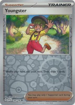 Youngster - 198/198 - Uncommon Reverse Holo
Scarlet &amp; Violet (Base Set) Reverse Holo Singles (Español)