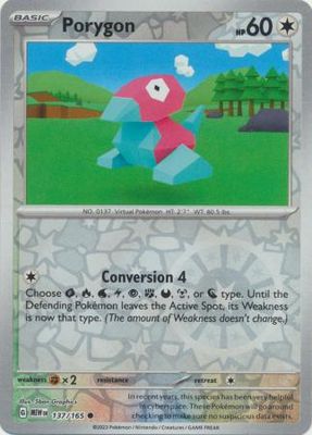 Porygon - 137/165 - Common Reverse Holo
Scarlet &amp; Violet 151 Reverse Holo Singles