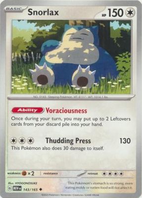 Snorlax - 143/165 - Uncommon
Scarlet &amp; Violet 151 Singles