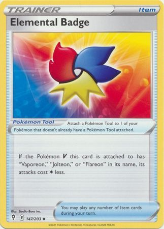 Elemental Badge - 147/203 - Uncommon Sword &amp; Shield: Evolving Skies Singles (Español)