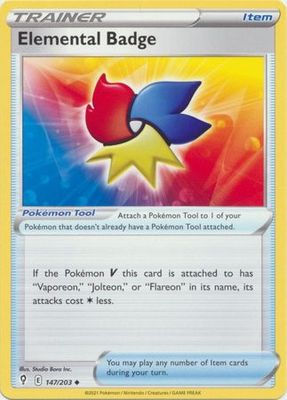 Elemental Badge - 147/203 - Uncommon Sword &amp; Shield: Evolving Skies Singles (Español)