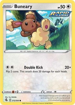 Buneary - 212/264 - Common
Sword &amp; Shield: Fusion Strike Singles