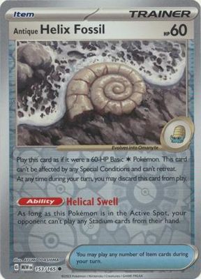 Antique Helix Fossil - 153/165 - Common Reverse Holo
Scarlet &amp; Violet 151 Reverse Holo Singles