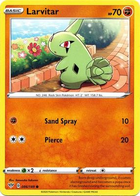 Larvitar - 086/189 - Common
Sword &amp; Shield: Darkness Ablaze Singles (Español)