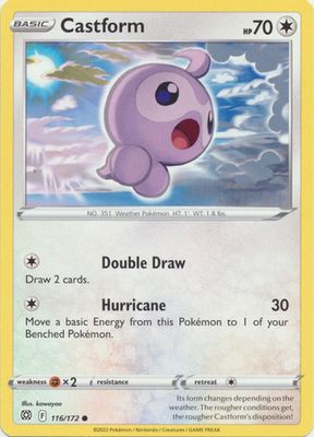 Castform - 116/172 - Common
Sword &amp; Shield: Brilliant Stars Singles