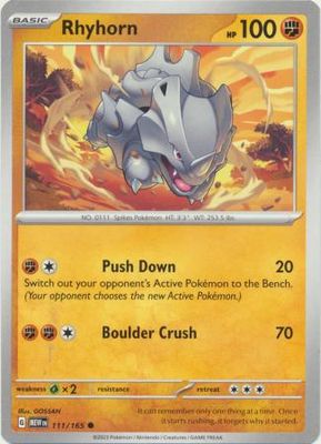 Rhyhorn - 111/165 - Common Scarlet &amp; Violet 151 Singles
