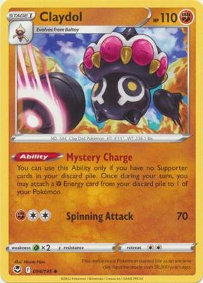 Claydol - 094/195 - Uncommon
Sword &amp; Shield: Silver Tempest Singles