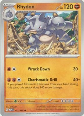 Rhydon - 112/165 - Uncommon Scarlet &amp; Violet 151 Singles
