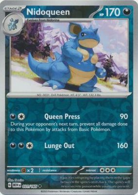 Nidoqueen - 031/165 - Uncommon Reverse Holo  Scarlet &amp; Violet 151 Reverse Holo Singles (Español)