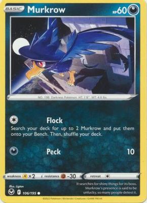 Murkrow - 106/195 - Common Sword &amp; Shield: Silver Tempest Singles