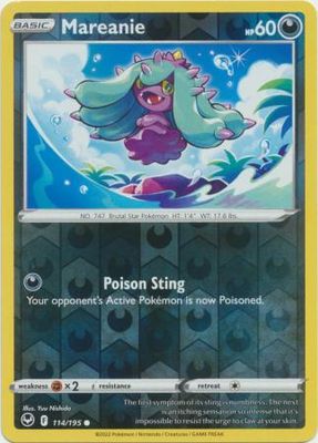 Mareanie - 114/195 - Common Reverse Holo
Sword &amp; Shield: Silver Tempest Reverse Holo Singles