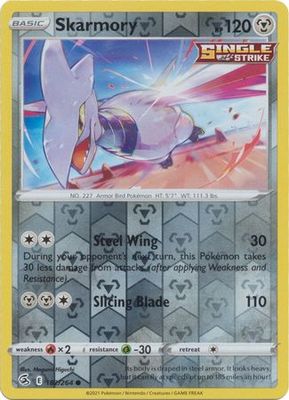 Skarmory - 182/264 - Common Reverse Holo
Sword &amp; Shield: Fusion Strike Reverse Holo Singles