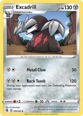 Excadrill - 183/264 - Uncommon Sword &amp; Shield: Fusion Strike Singles